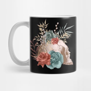 Skull with Floral Roses Mug